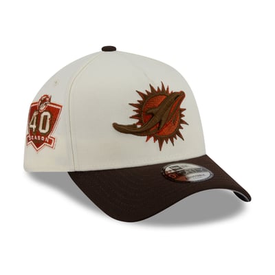 Miami Dolphins New Era Pumpkin Spice A-Frame 9FORTY Adjustable Hat - Cream/Brown