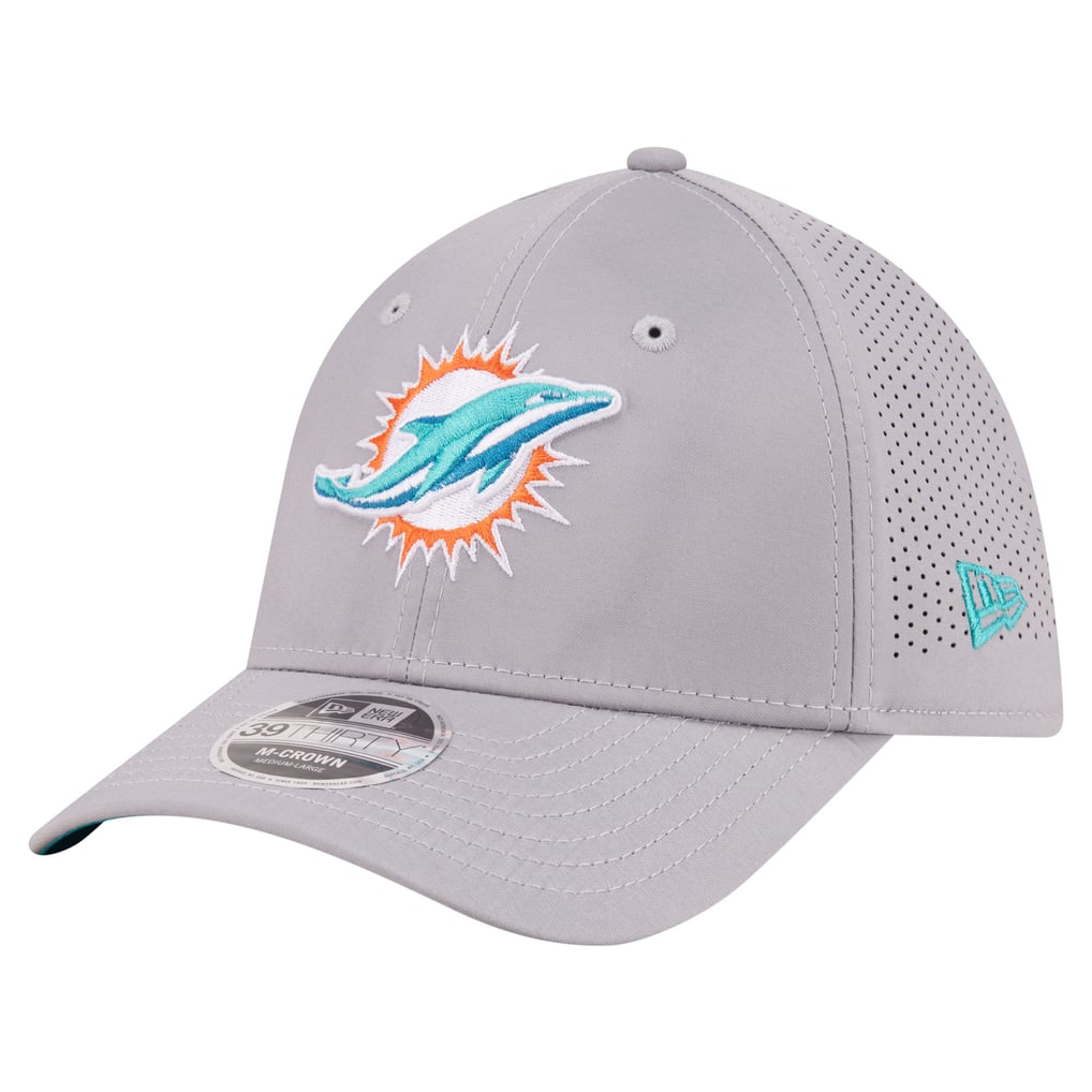 Miami Dolphins New Era 39THIRTY M-Crown Stretch Hat - Gray