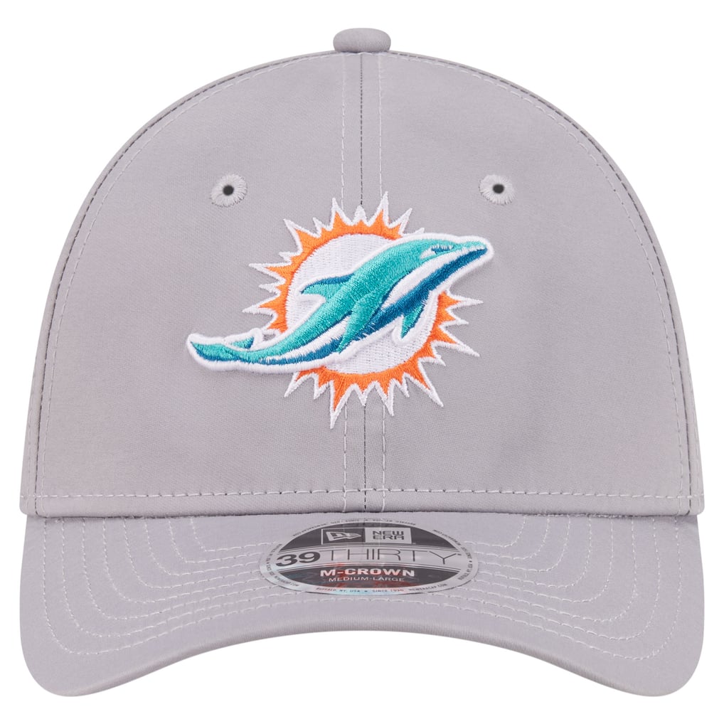 Miami Dolphins New Era 39THIRTY M-Crown Stretch Hat - Gray