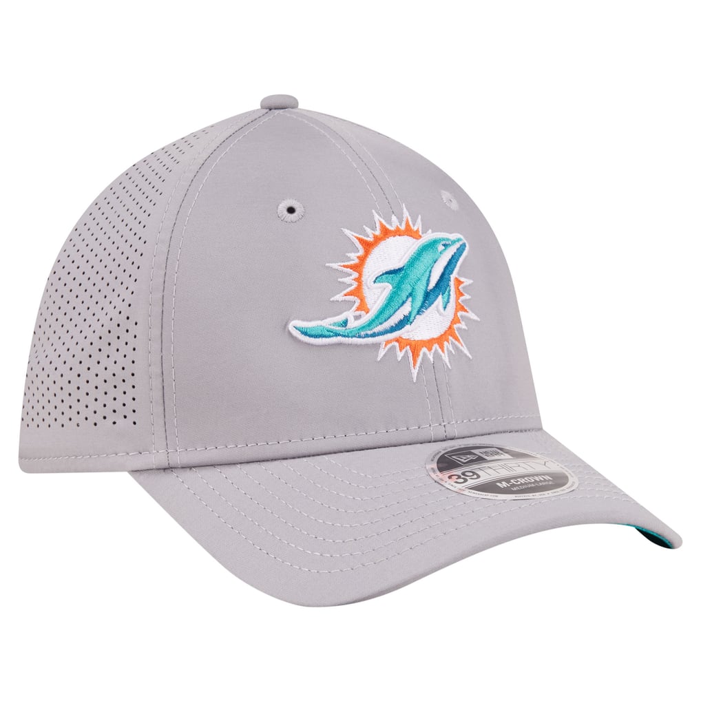 Miami Dolphins New Era 39THIRTY M-Crown Stretch Hat - Gray