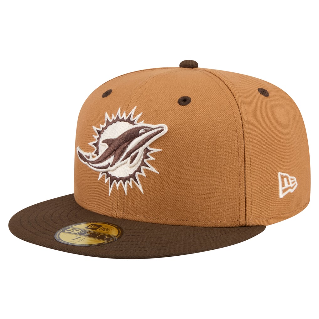  Miami Dolphins New Era Two-Tone Walnut 59FIFTY Fitted Hat - Light Brown/Dark Brown