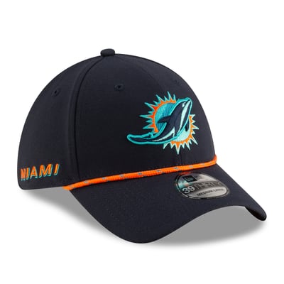 Miami Dolphins New Era Rivalries Collection Sideline 39THIRTY Flex Hat - Navy