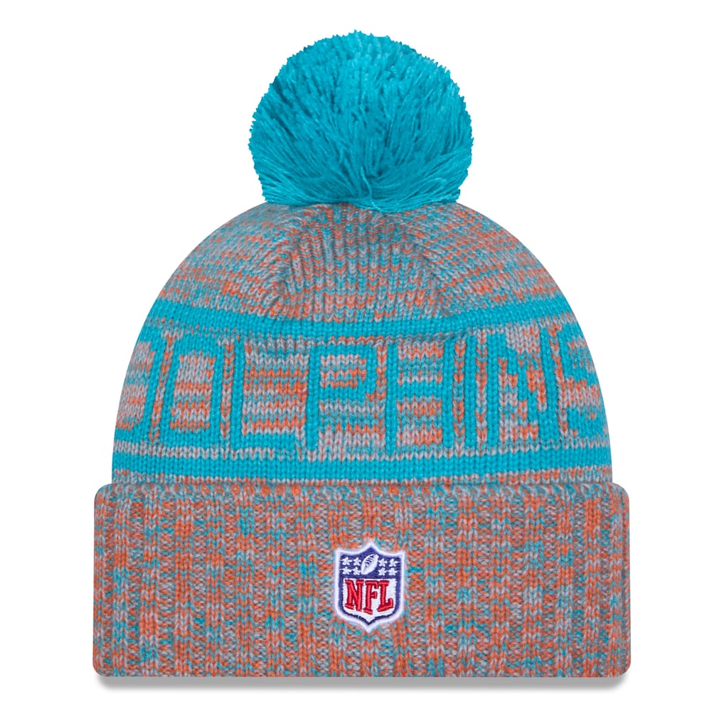 NWOT Miami Dolphins NFL New Era Beanie Pom Hat Team Colors mens-new-era-orange-miami-  main image 3