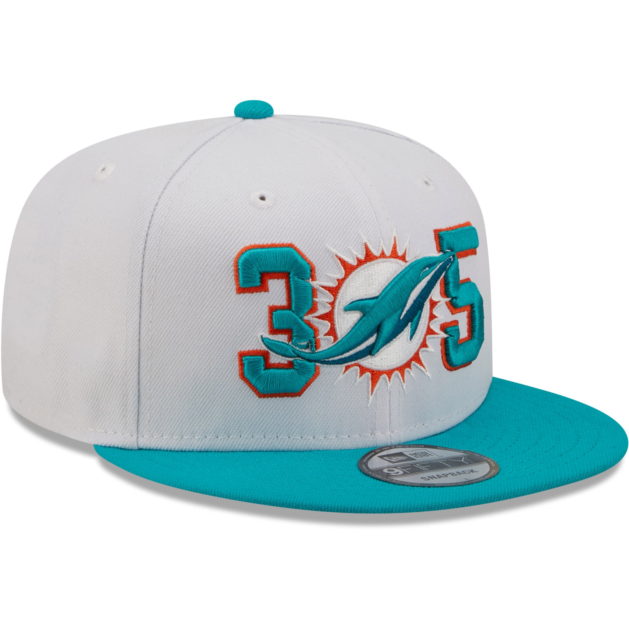 Men's New Era White/Aqua Miami Dolphins Three Zero Five 9FIFTY