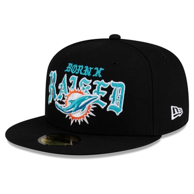 Miami Dolphins New Era x Born x Raised 59FIFTY Fitted Hat - Black