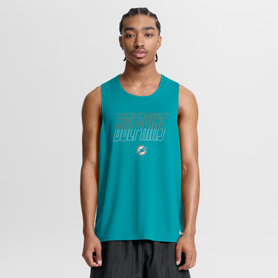 Miami Dolphins Nike Kickoff Miler Dri-FIT Tank​ Top - Aqua