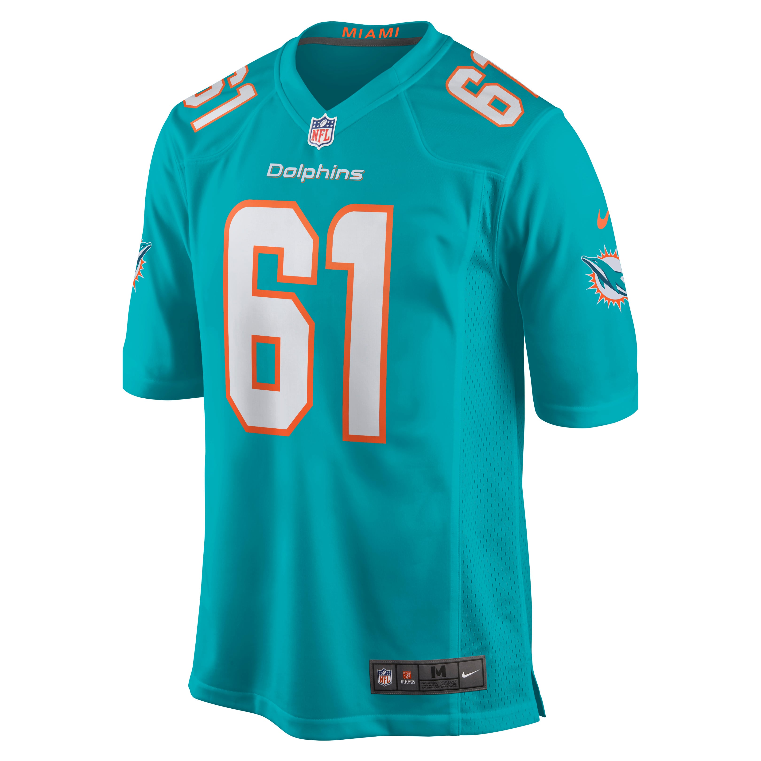 Men's Nike Austin Reiter Aqua Miami Dolphins Game Jersey