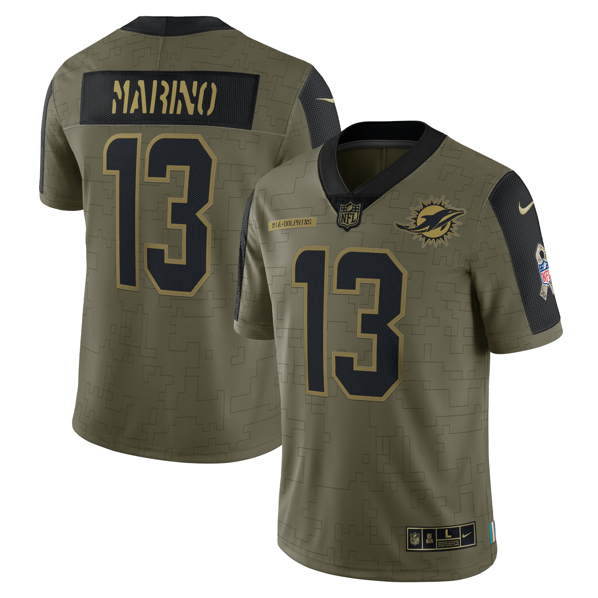 Men's Nike Dan Marino Olive Miami Dolphins Salute To Service