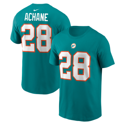 De’Von Achane Miami Dolphins Nike Name & Number T-Shirt - Aqua