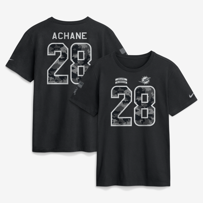 De’Von Achane Miami Dolphins Nike 2026 Salute to Service Name & Number T-Shirt - Black