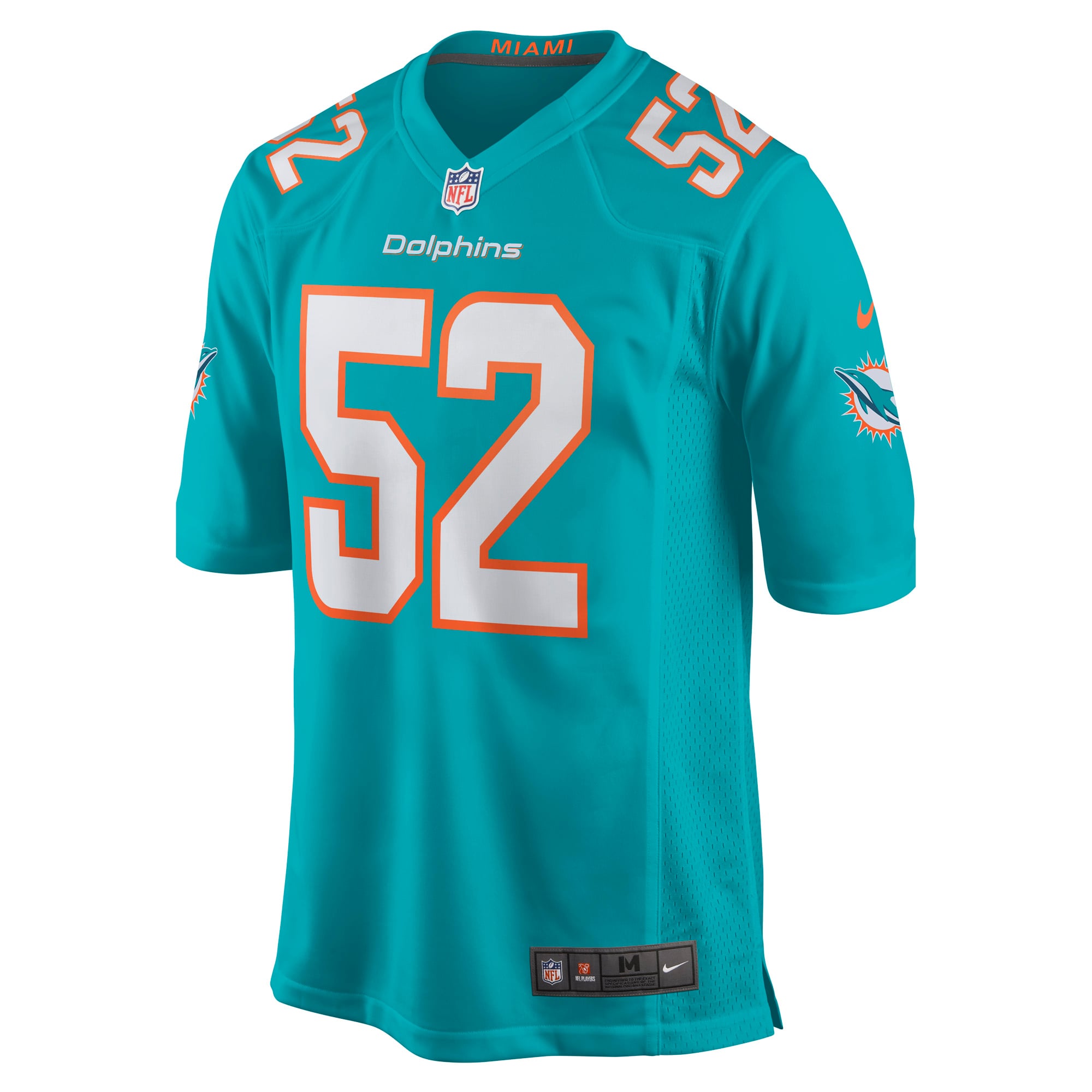 Men's Miami Dolphins Elandon Roberts Nike Aqua Game Player Jersey
