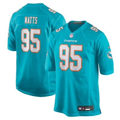 Eric Watts Miami Dolphins Nike Team Game Jersey - Aqua