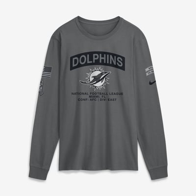  Miami Dolphins Nike 2026 Salute to Service Long Sleeve T-Shirt - Gray