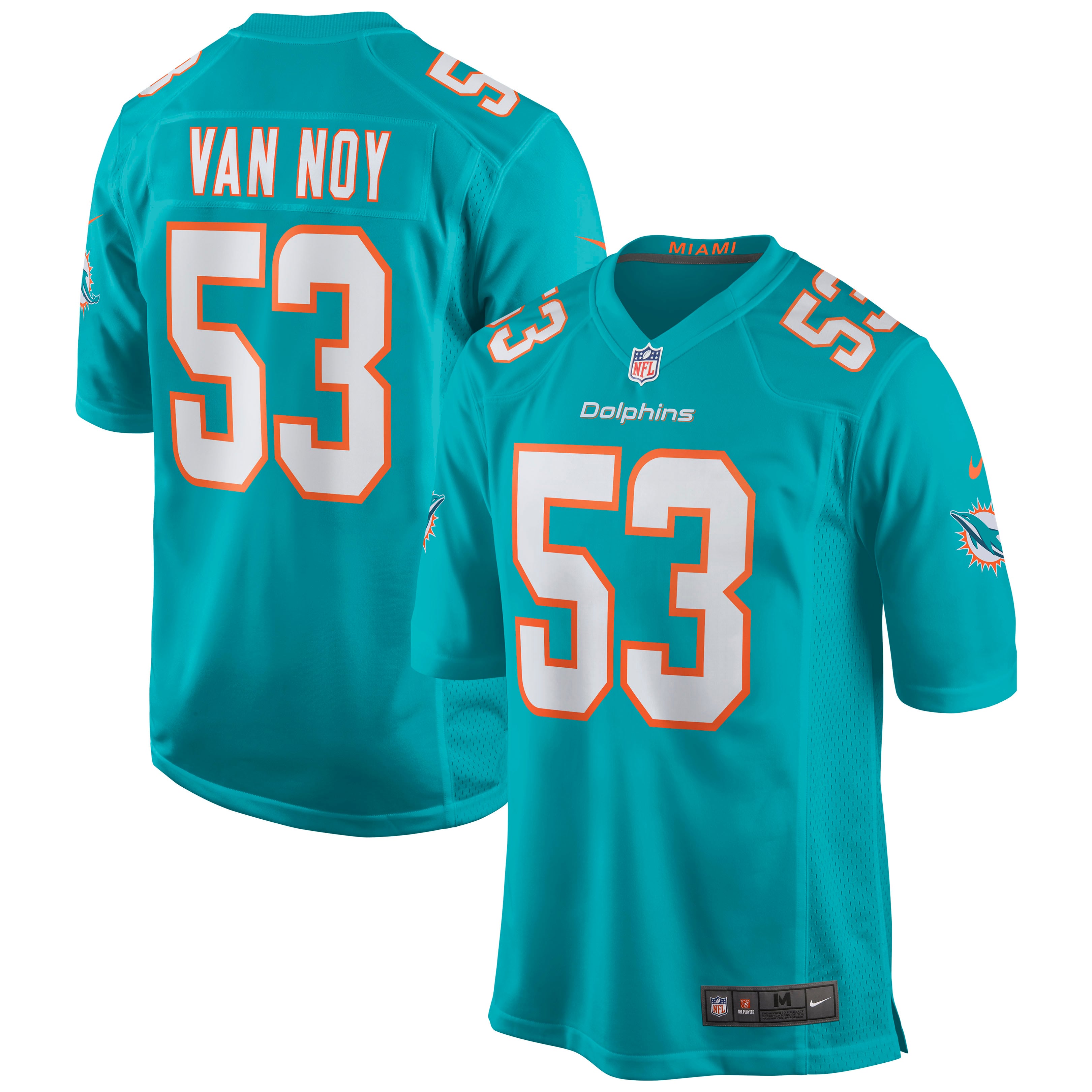 Men's Nike Kyle Van Noy Aqua Miami Dolphins Game Jersey