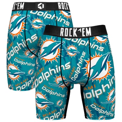 Miami Dolphins Rock Em Logo Boxer Briefs - Aqua