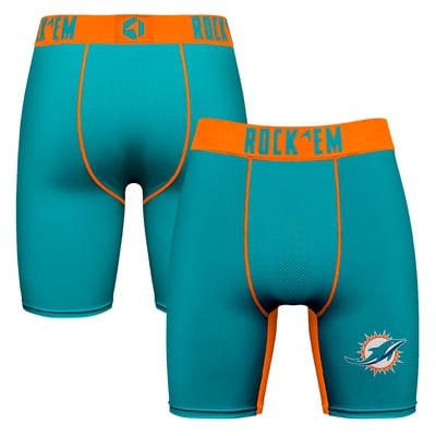  Miami Dolphins Rock Em Primary Logo Boxer Briefs - Aqua