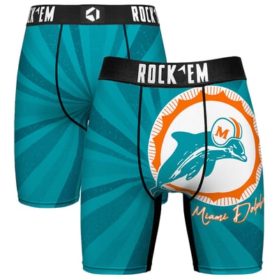  Miami Dolphins Rock Em Throwback Swirl Boxer Briefs - Aqua