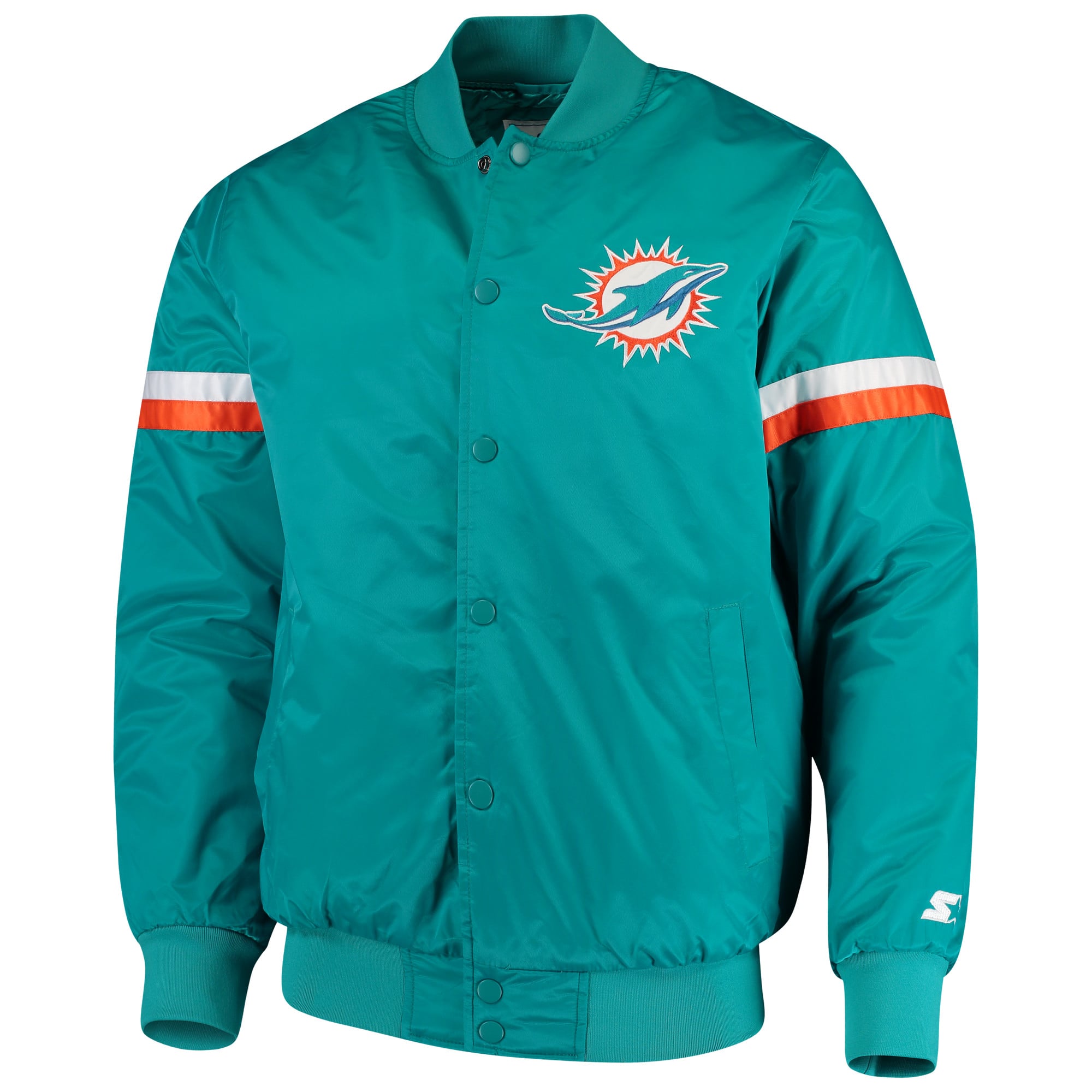 Men's Starter Aqua Miami Dolphins Champ Satin Varsity Jacket