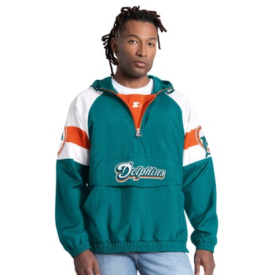 Miami Dolphins Starter Street Cut Retro Logo Half-Zip Jacket - Aqua