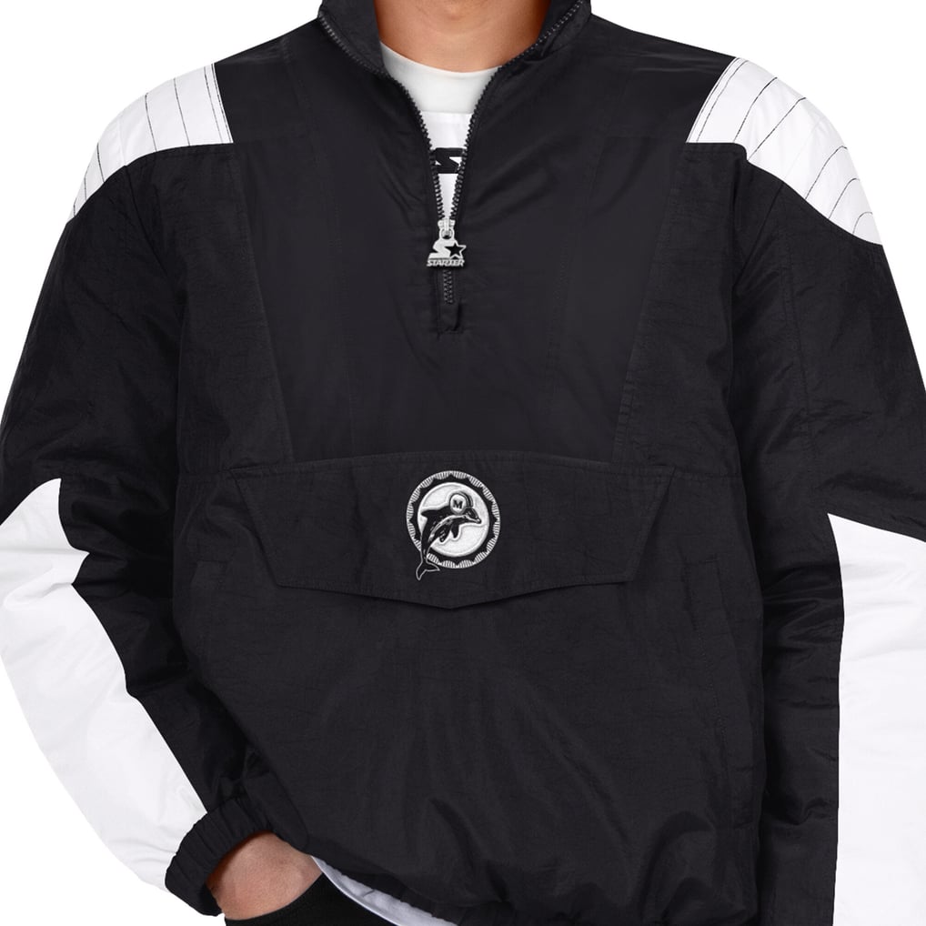 Miami Dolphins Starter Gridiron Throwback Half-Zip Jacket - Black