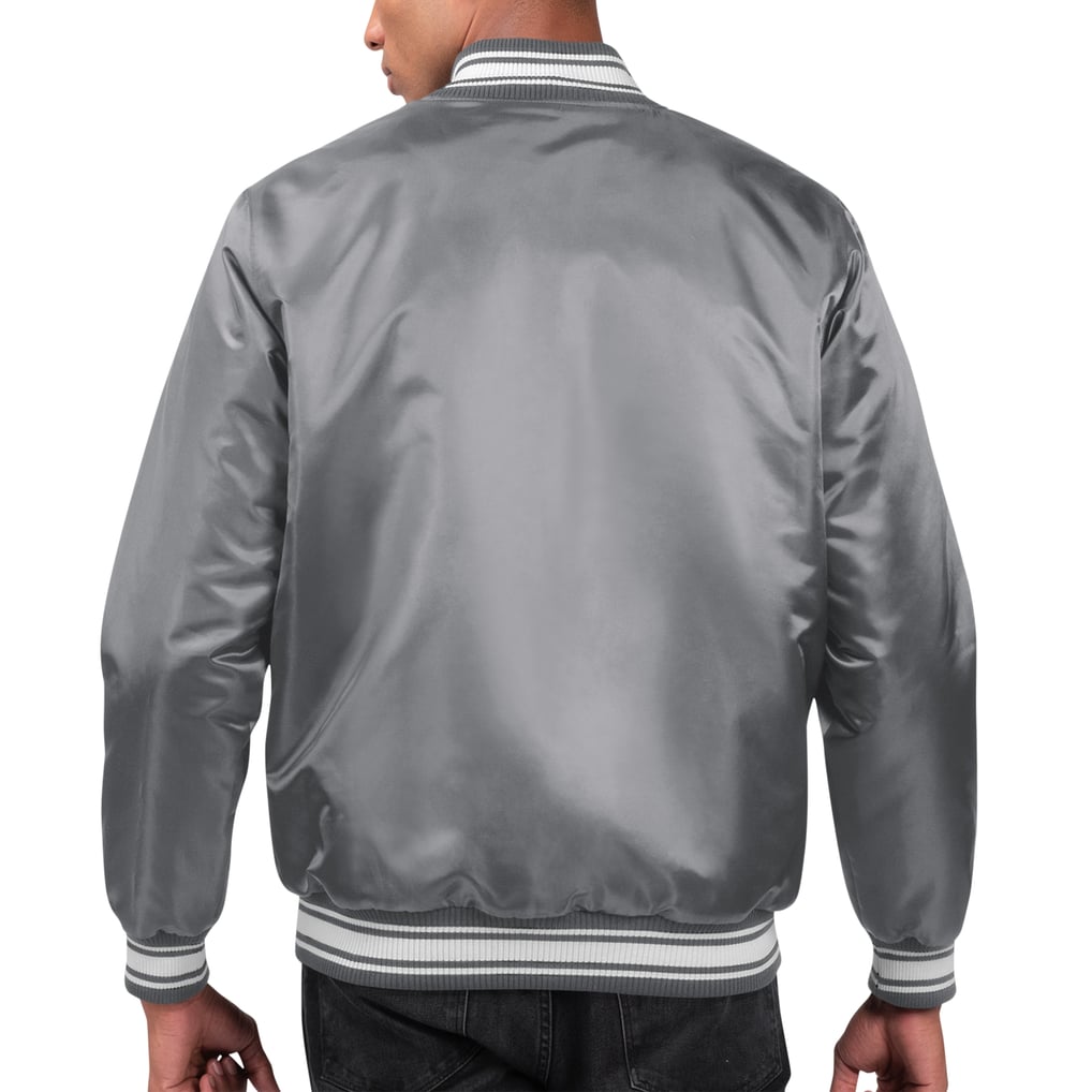 Miami Dolphins Starter Locker Room Satin Varsity Full-Snap Jacket - Gray