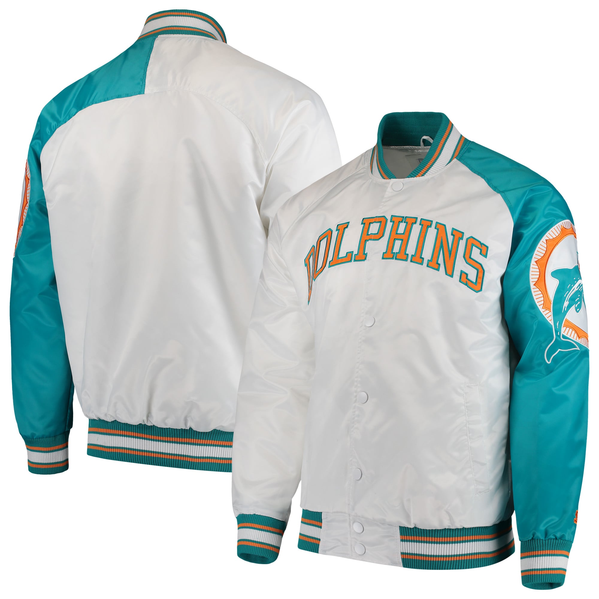 Men's Starter White Miami Dolphins Start of Season Retro Satin