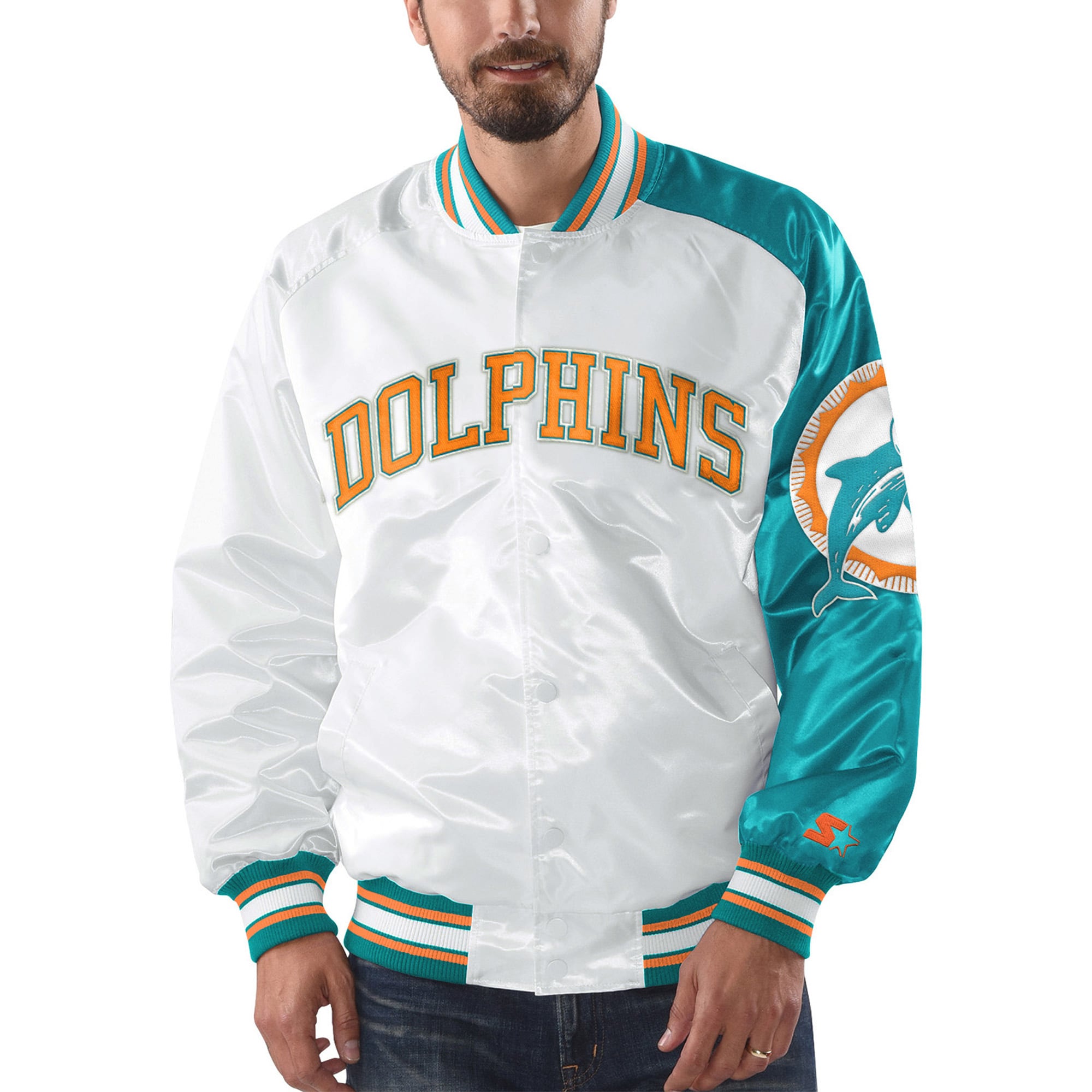 Men's Starter White Miami Dolphins Start of Season Retro Satin