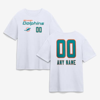 Miami Dolphins  Touchdown Wordmark Personalized Name & Number T-Shirt - White