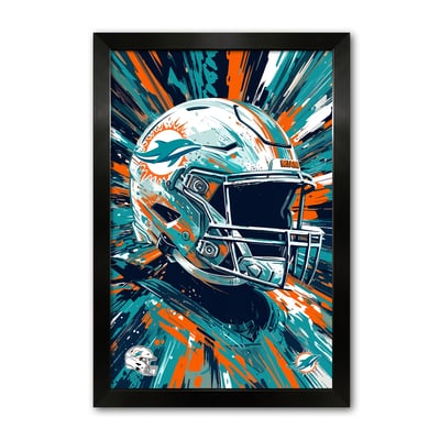 Miami Dolphins 14" x 20" Framed Football Helmet Hyper Speed Art Print