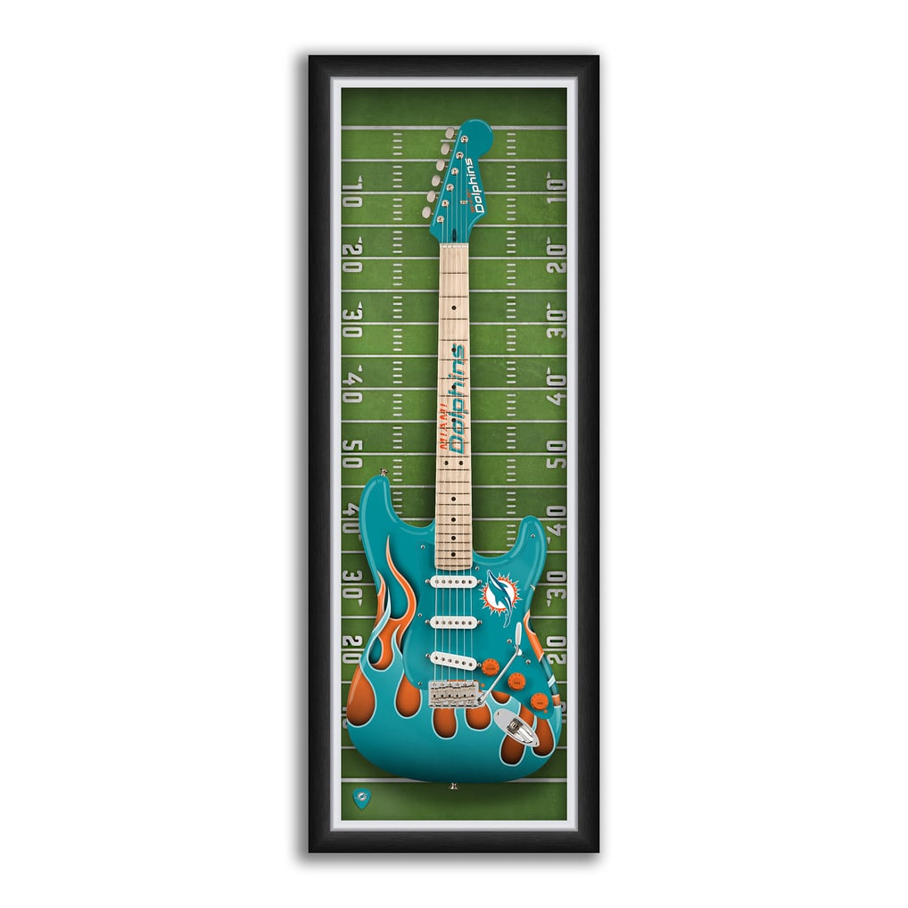 Miami Dolphins 14" x 37" Framed Electric Guitar Print