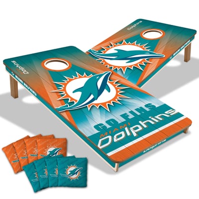 Miami Dolphins 2' x 4' City Scape Wood Cornhole Game with Bags