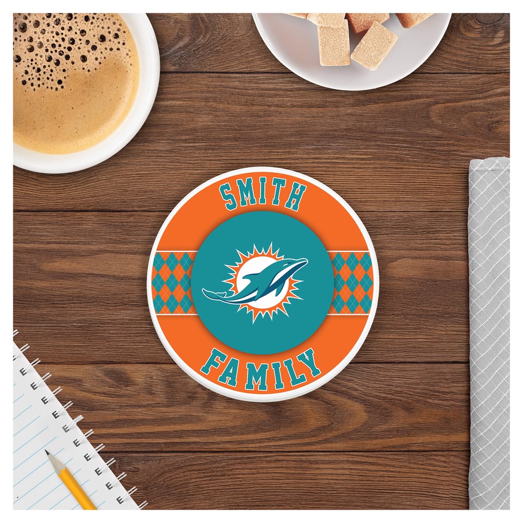 Miami Dolphins 4" Personalized Circular Coasters 4-Pack Set