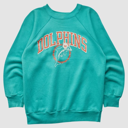Miami Dolphins Champion 80s Pullover Sweatshirt - Teal - S by Fanatics Real Vintage