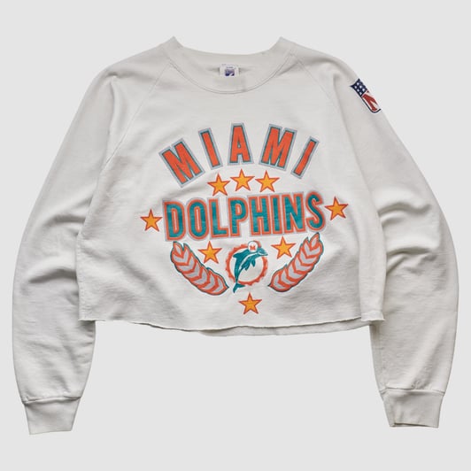 Miami Dolphins Logo 7 90s Pullover Sweatshirt - White - S by Fanatics Real Vintage