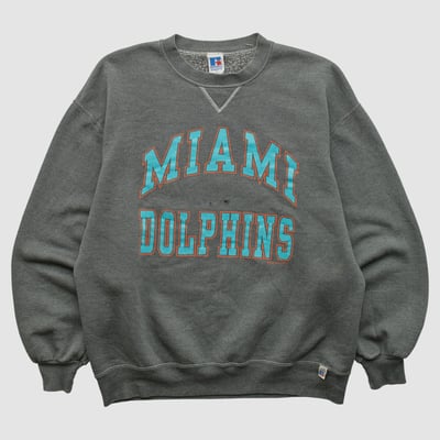 Miami Dolphins Russell 90s Pullover Sweatshirt - Charcoal - M by Fanatics Real Vintage