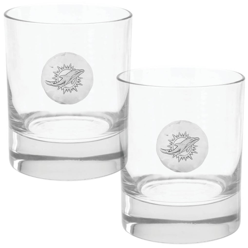 Miami Dolphins Two-Piece 11oz. Rocks Glass Set
