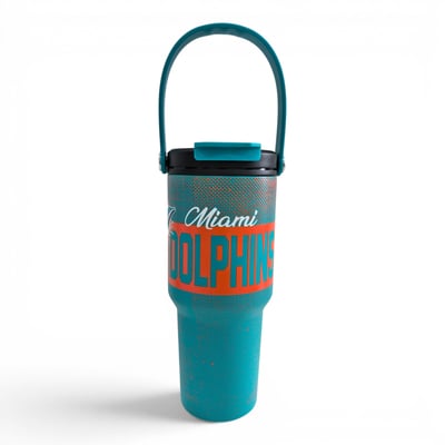 Miami Dolphins Pegasus 24oz. Speckled Gradient Stainless Steel Dual Top Water Bottle