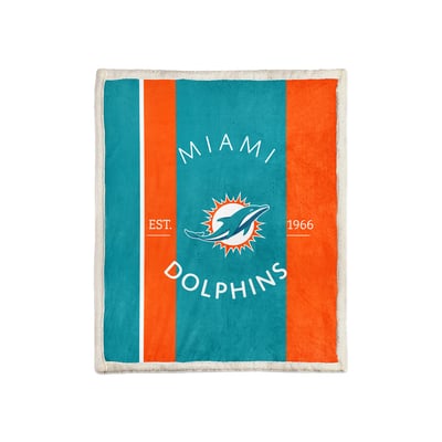Miami Dolphins Pegasus Block Stripe 50" x 60" Ultra Cozy Sherpa Blanket