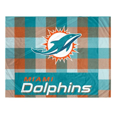 Miami Dolphins Pegasus Fan-mily Bold Plaid Oversized 60" x 90" Ultra Cozy Blanket