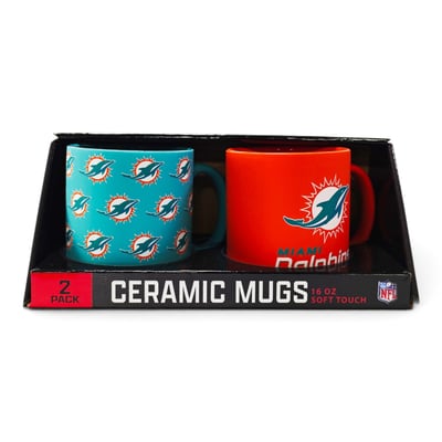 Miami Dolphins Pegasus Two-Piece 16oz. Home & Away Soft Touch Ceramic Mug Set
