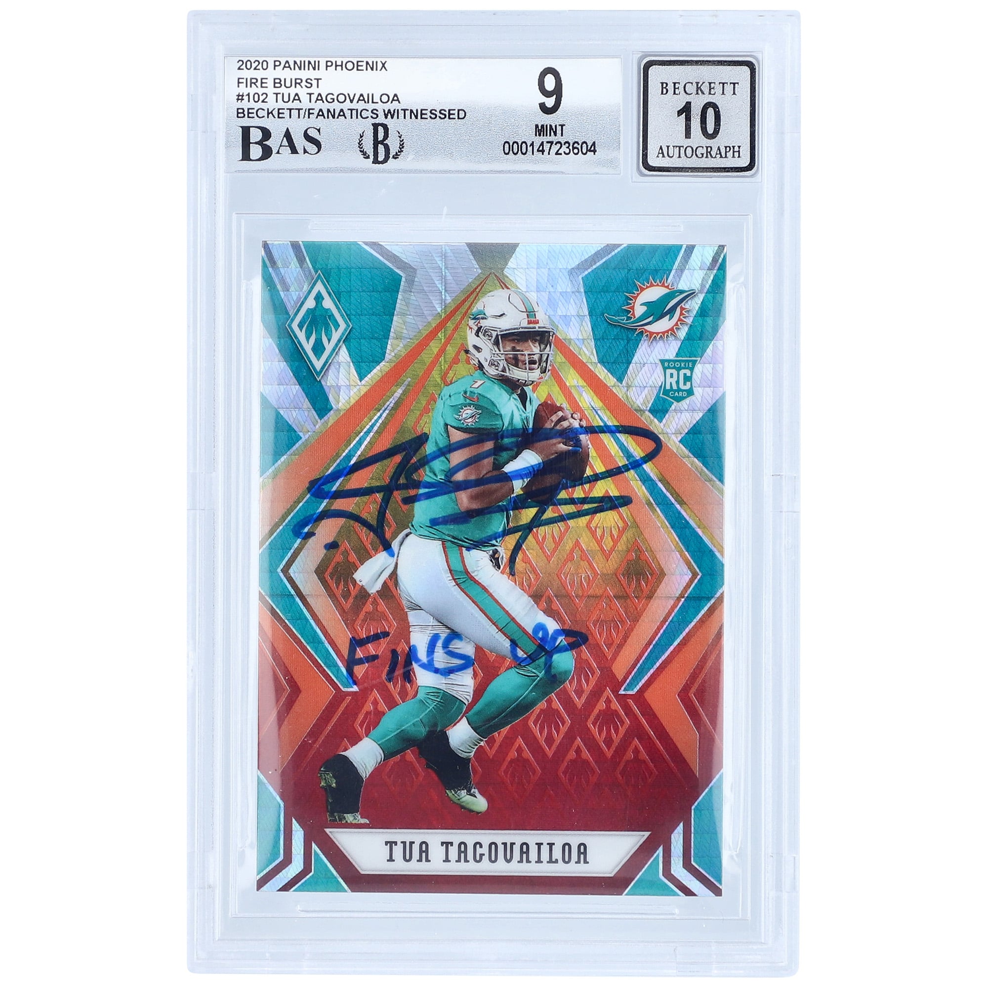 Tua Tagovailoa Miami Dolphins Autographed 2020 Panini Phoenix Fire