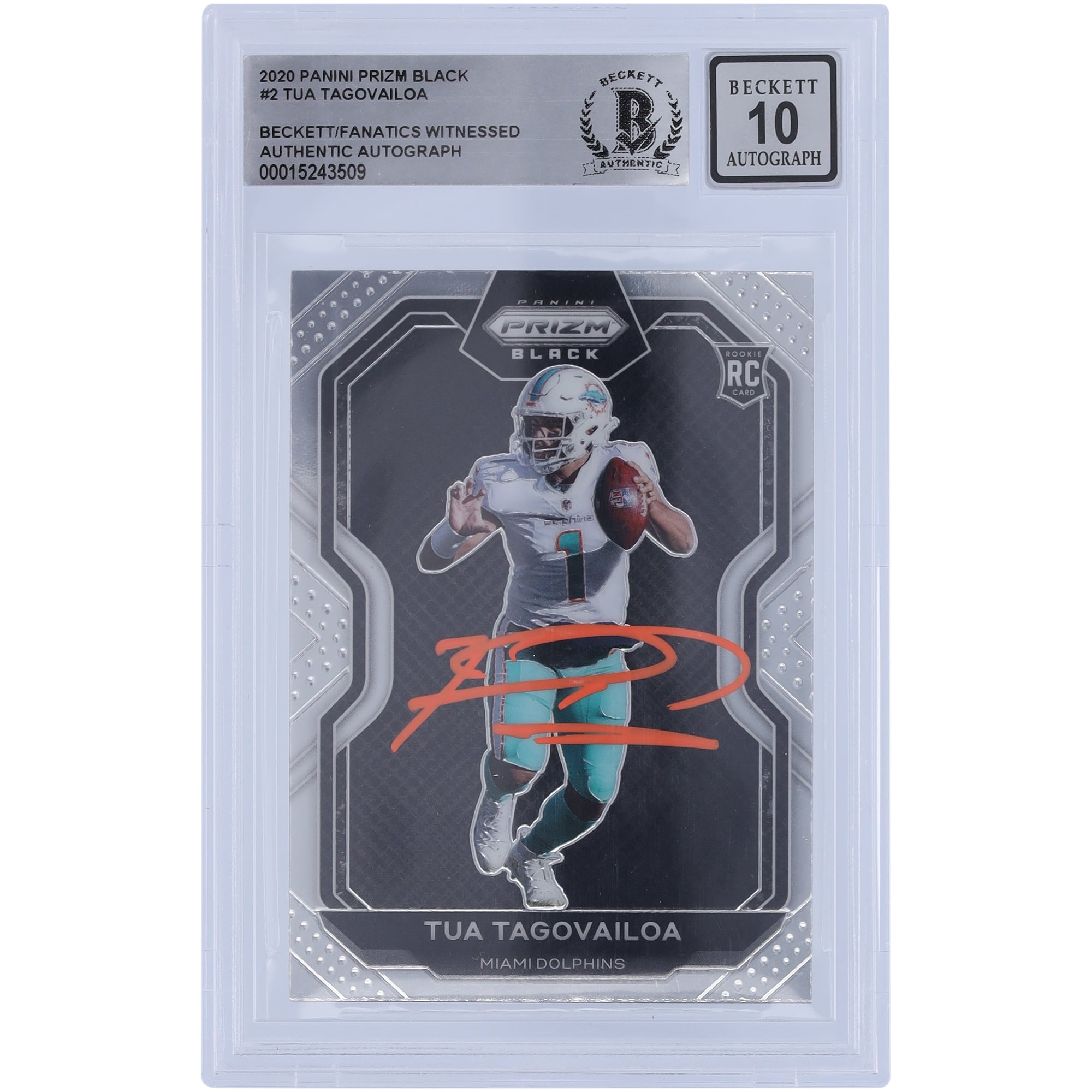 Tua Tagovailoa Miami Dolphins Autographed 2020 Panini Prizm Black
