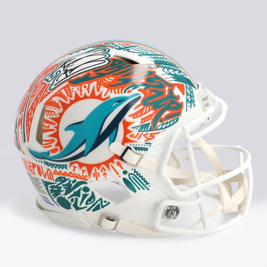Tua Tagovailoa Miami Dolphins Autographed Fanatics Authentic Riddell Speed Authentic Helmet - Art by JK5 - Limited Edition #1/1 - UW25