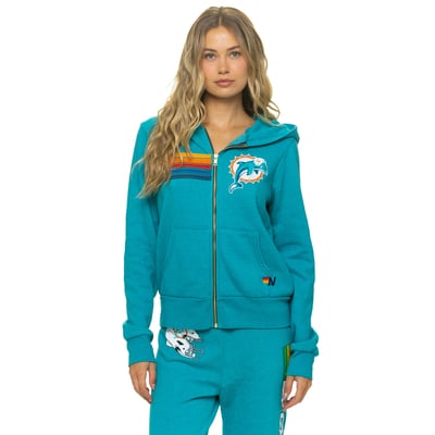 Miami Dolphins Aviator Nation Unisex Tri-Blend Full-Zip Hoodie - Aqua