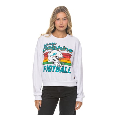 Miami Dolphins Aviator Nation Unisex Relaxed Tri-Blend Sweatshirt - White