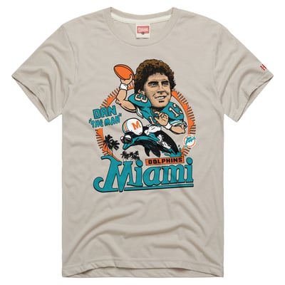 Dan Marino Miami Dolphins Homage Unisex Caricature Player Graphic Tri-Blend T-Shirt - Stone