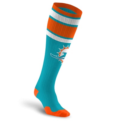 Miami Dolphins PRO Compression Unisex  Classic Stripe Over-the-Calf Compression Socks