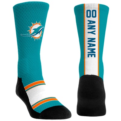  Miami Dolphins Rock Em Unisex Custom Jersey Crew Socks - Aqua