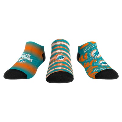  Miami Dolphins Rock Em Unisex Make Some Noise Three-Pack Low-Cut Socks Set - Aqua