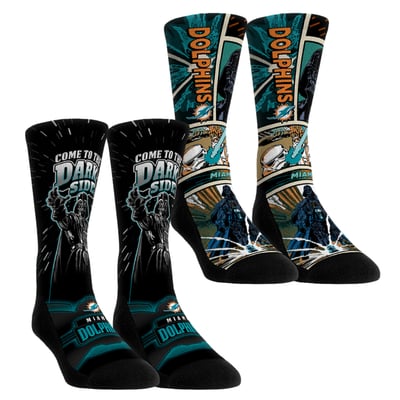  Miami Dolphins Rock Em Unisex Star Wars Empire Two-Pack Crew Socks - Aqua